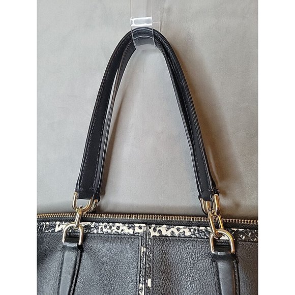 Coach Leather Bleecker Cooper Tote Shoulder Bag Black Python Top Zip - Picture 13 of 15